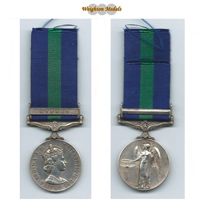 General Service Medal - Cyprus Clasp - Cpl. P W Anderson